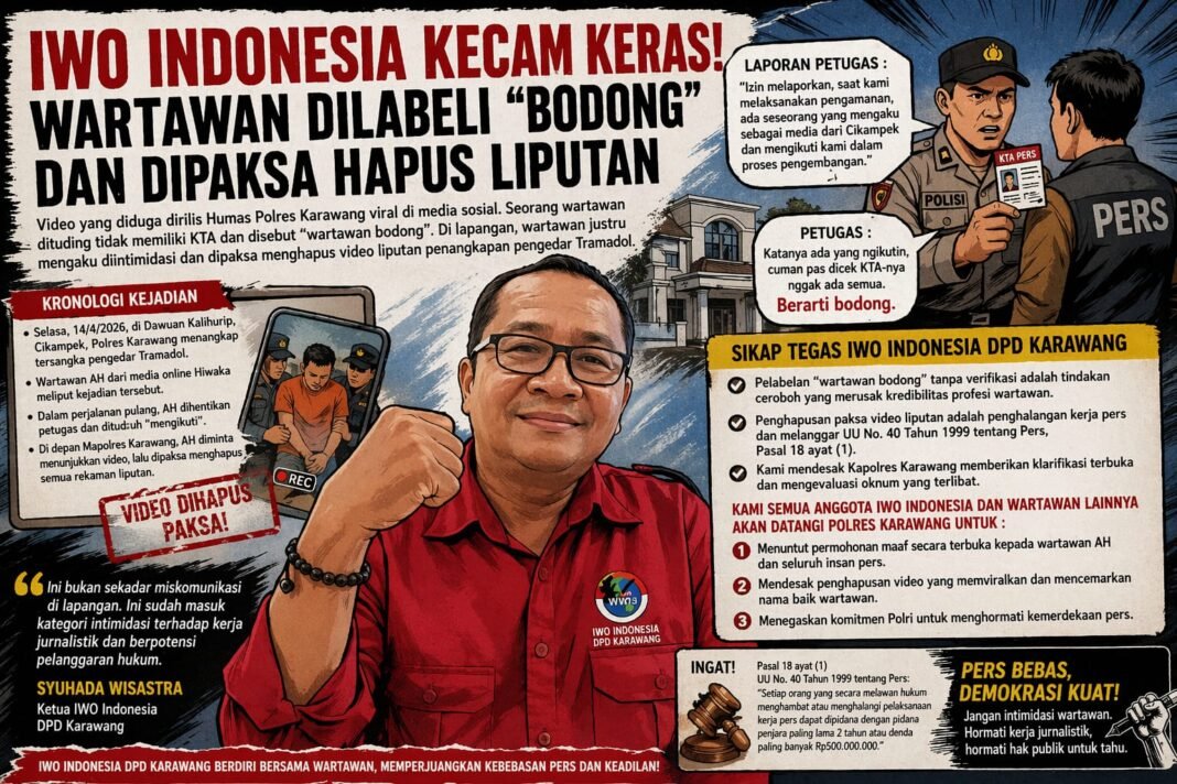 IWO Indonesia: Ini Bukan Salah Paham, Ini Intimidasi Terhadap Kerja Pers